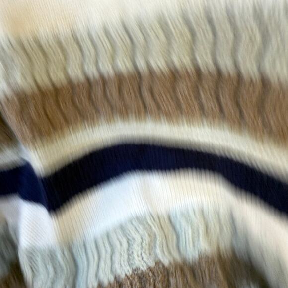 Baltic Born Kira Striped Sweater Navy Sage Tan Beige Soft Chunky NK11144 Size XL - Picture 4 of 10